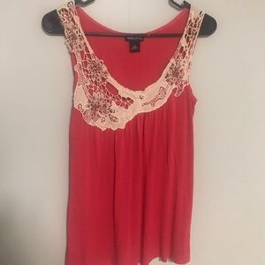 Wet Seal pink tank top with lace and beads